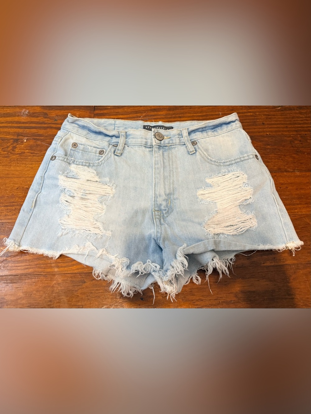 Aeropostale Light Blue Distressed Denim Cutoff Shorts